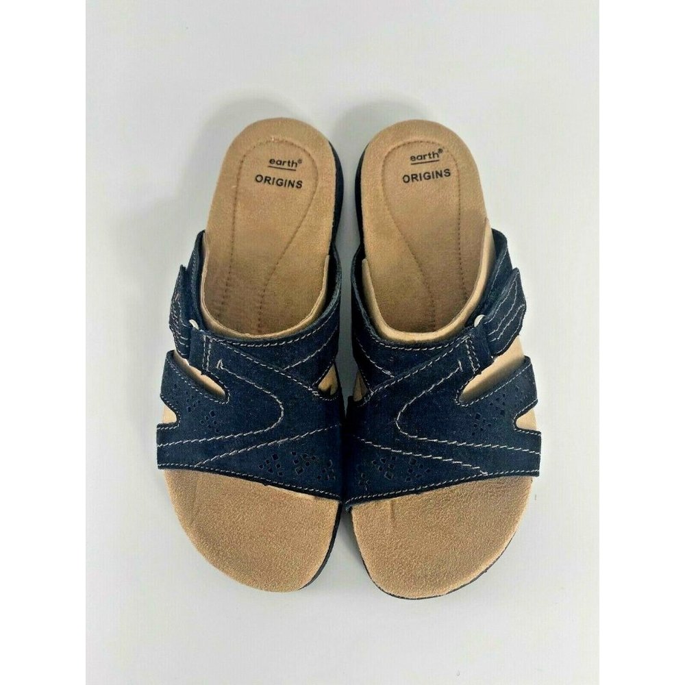 Earth Origins Suede Slide Sandals- Westfield Waverly, Black 7W